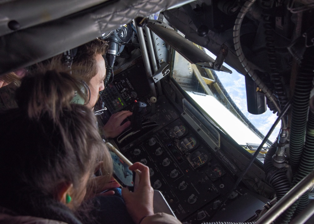 Spokane community leaders fly on KC-135, witness aerial refueling