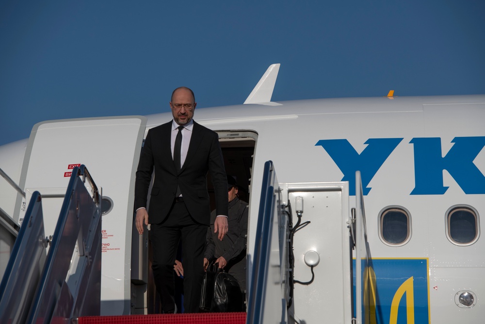 Ukrainian Prime Minister Denys Shmyhal Arrives at Joint Base Andrews