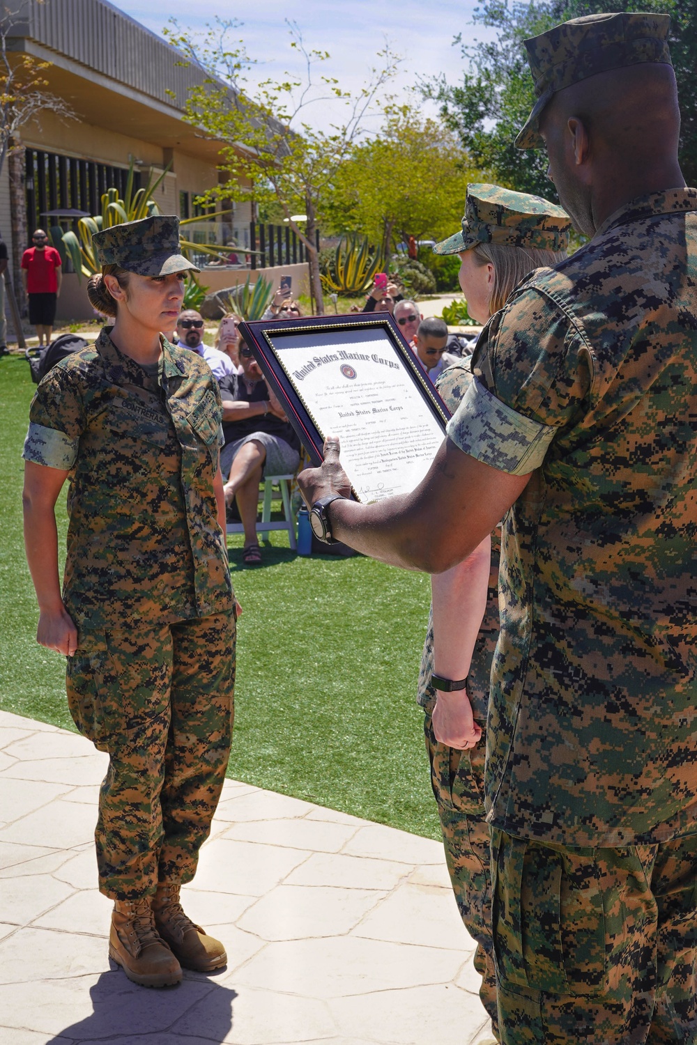 Felicia Contreras, the first Hispanic woman promoted to Master Gunnery Sergeant in the Logistics and Mobility Chief Occupational Field