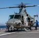 Marine Light Attack Helicopter Squadron 169 landing UH-1Y Venoms and AH-1Z Vipers on USS Michael Monsoor