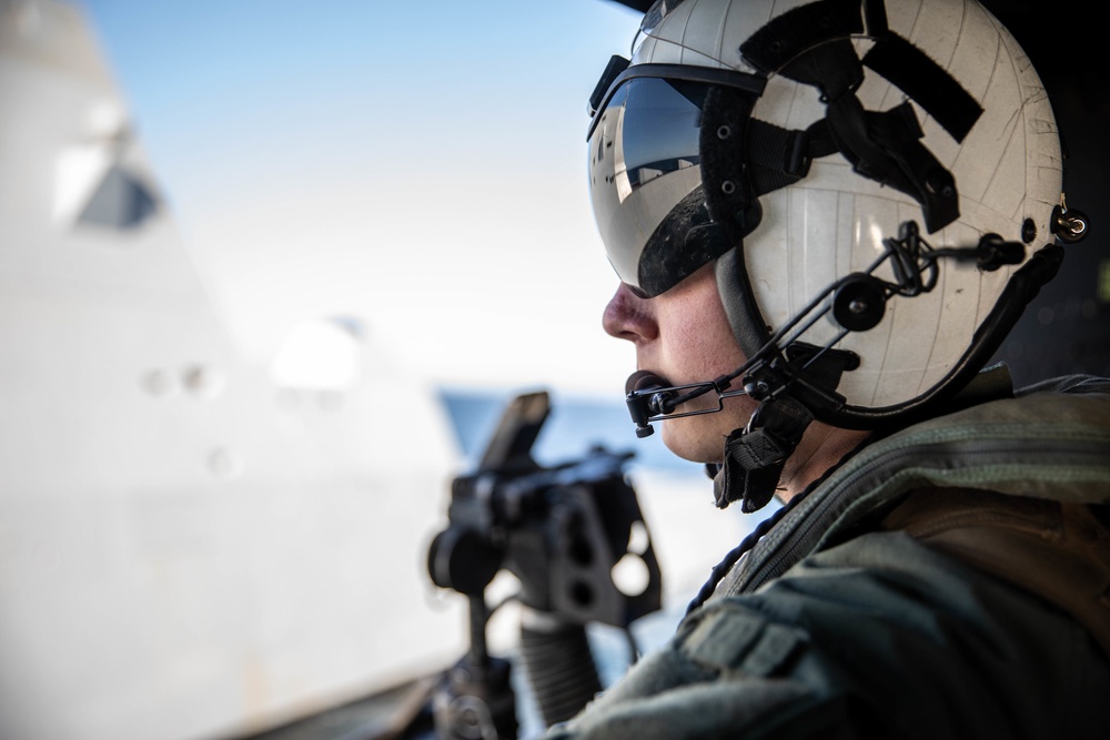 Marine Light Attack Helicopter Squadron 169 landing UH-1Y Venoms and AH-1Z Vipers on USS Michael Monsoor