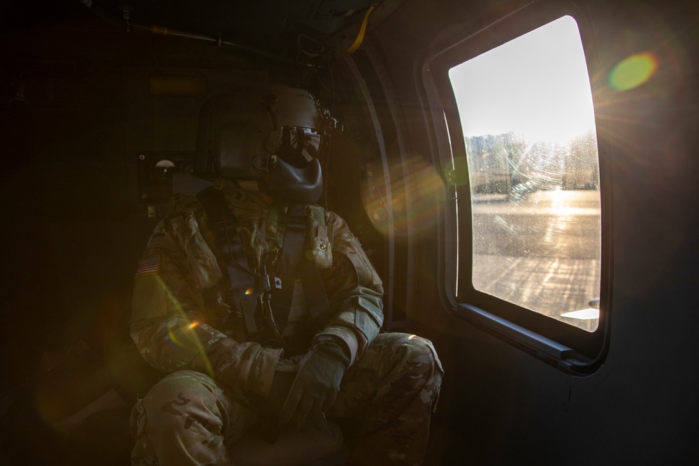 207th AVN stage Black Hawk helicopters in Bethel