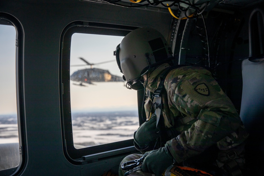 207th AVN stage Black Hawk helicopters in Bethel