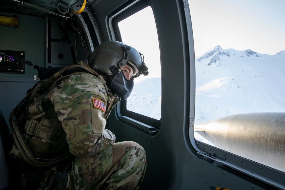 207th AVN stage Black Hawk helicopters in Bethel