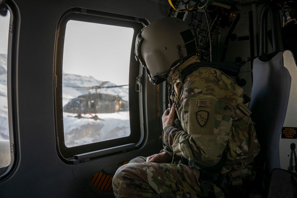 207th AVN stage Black Hawk helicopters in Bethel