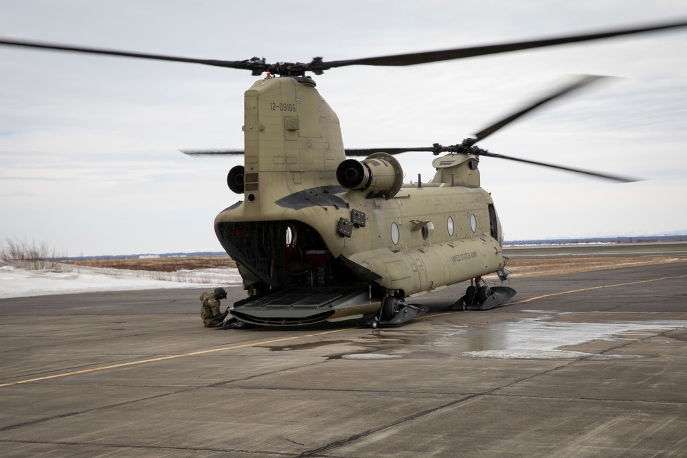207th AVN stage Black Hawk helicopters in Bethel