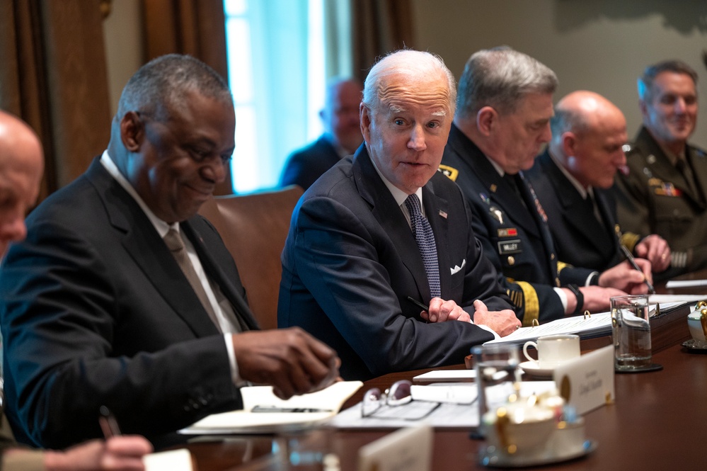 President Biden Meets with Secretary Austin, Military Leadership