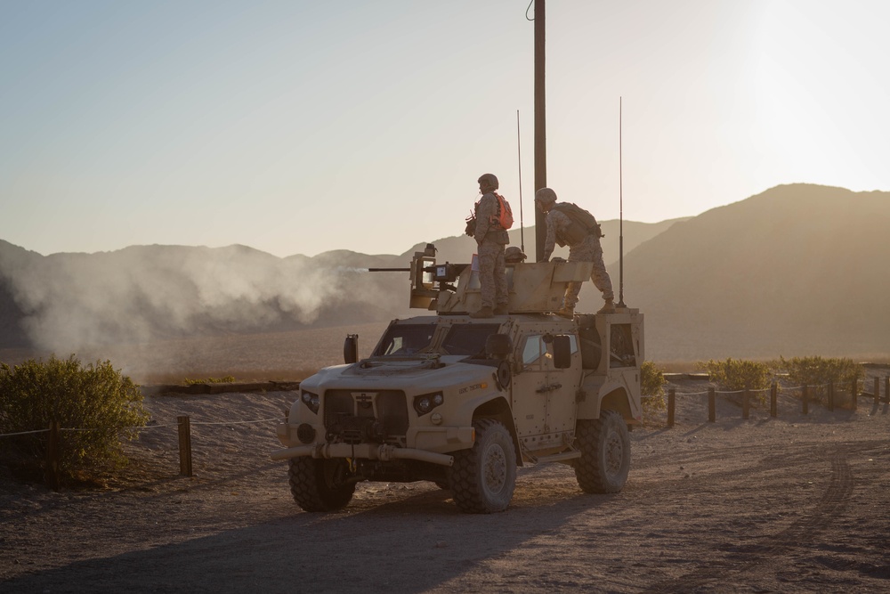 U.S. Marines with Combat Logistics Battalion 1 conduct a mounted live-fire range