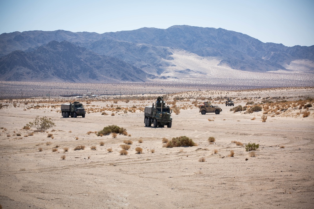 U.S. Marines with Combat Logistics Battalion 1 conduct a mounted live-fire range