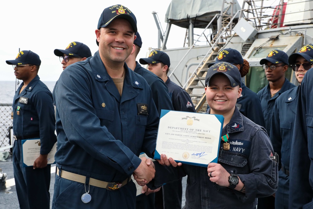 USS Ross Sailors receive awards