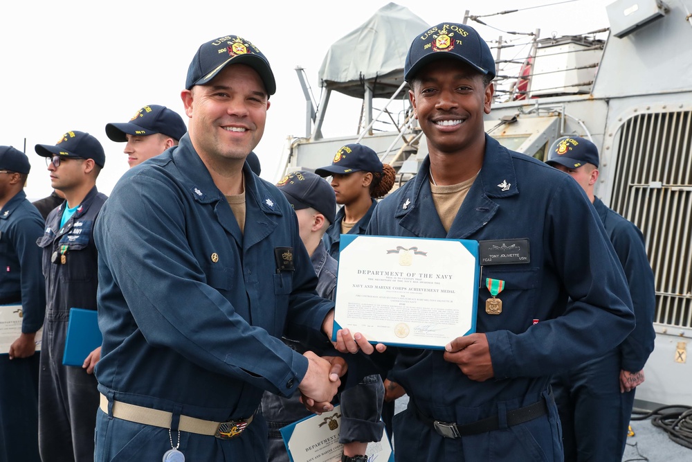 USS Ross Sailors receive awards