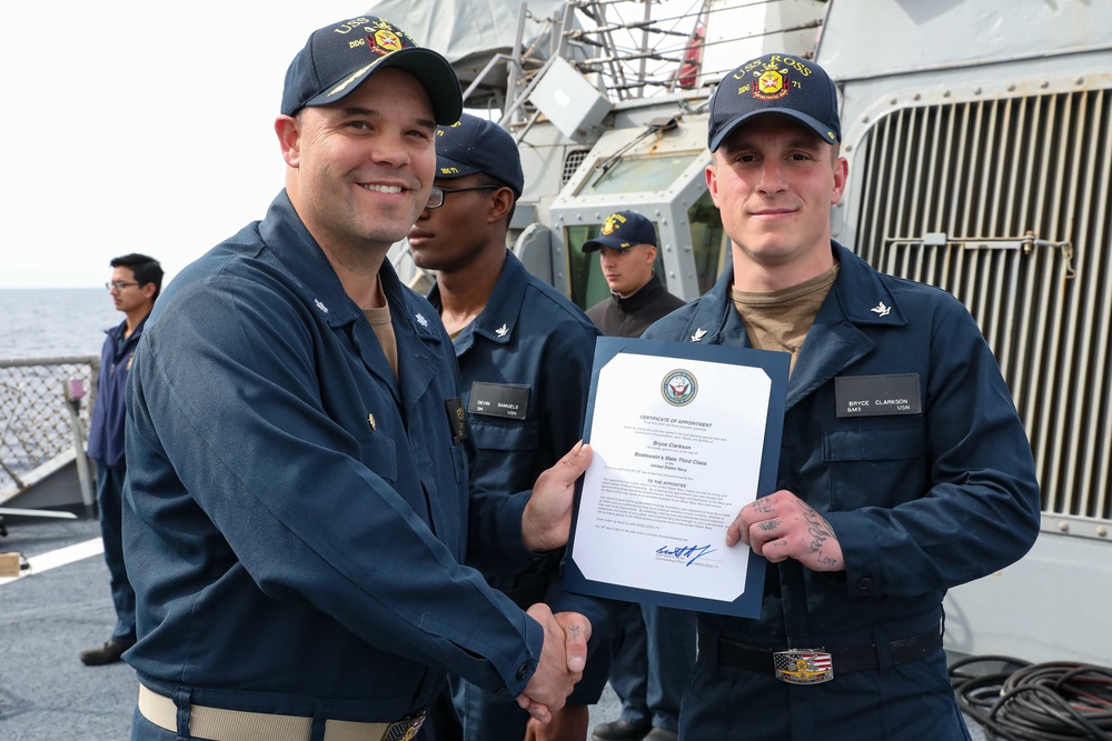 USS Ross Sailors receive awards