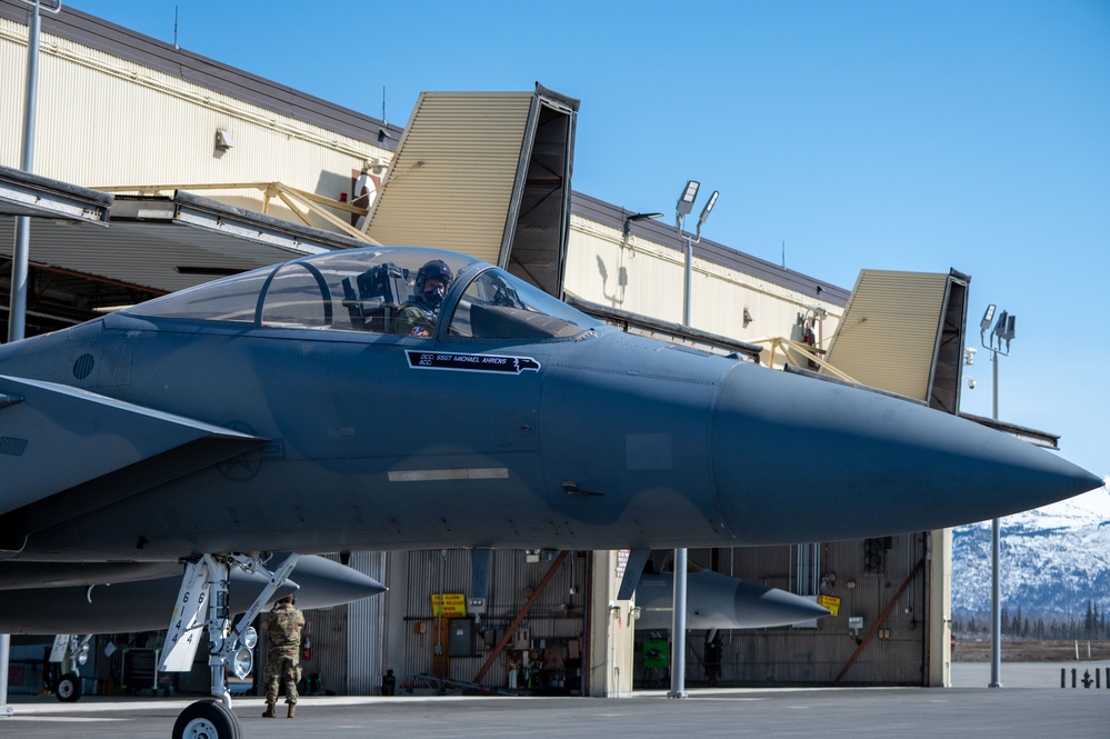 California Air National Guard F-15 Eagles support F-22 Raptors in Alaska