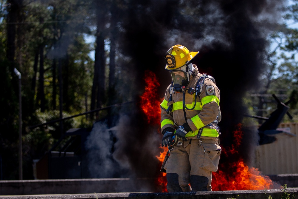 Camp Lejeune Fire and Emergency Services Conduct an Airport Firefighter Practical