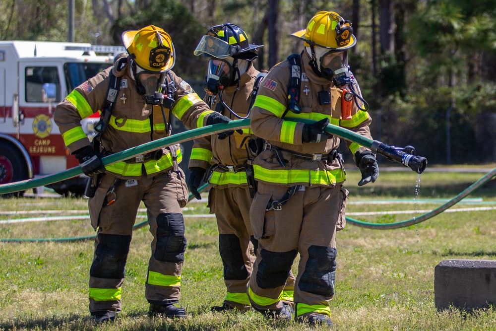 Camp Lejeune Fire and Emergency Services Conduct an Airport Firefighter Practical