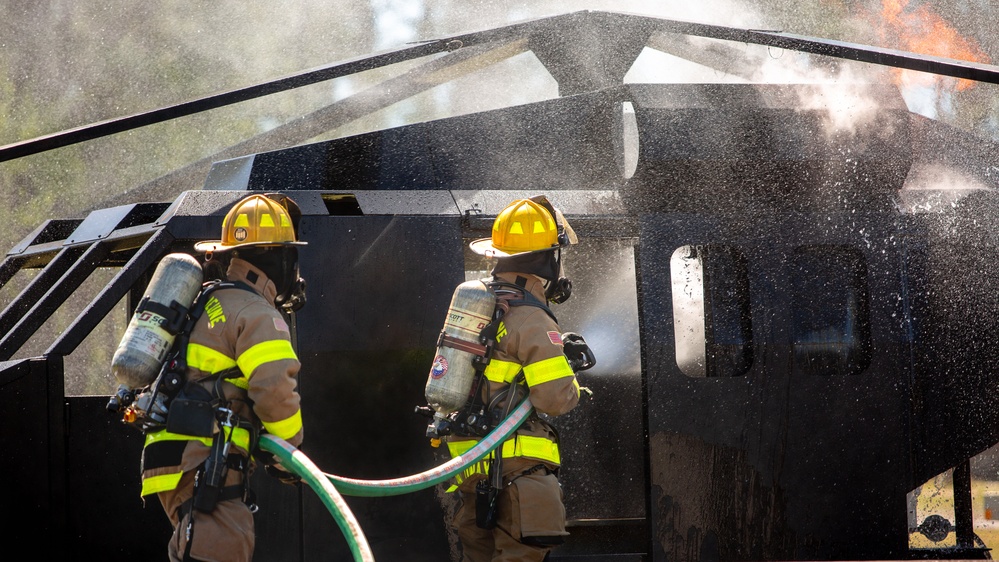 Camp Lejeune Fire and Emergency Services Conduct an Airport Firefighter Practical