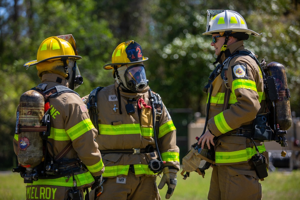 Camp Lejeune Fire and Emergency Services Conduct an Airport Firefighter Practical