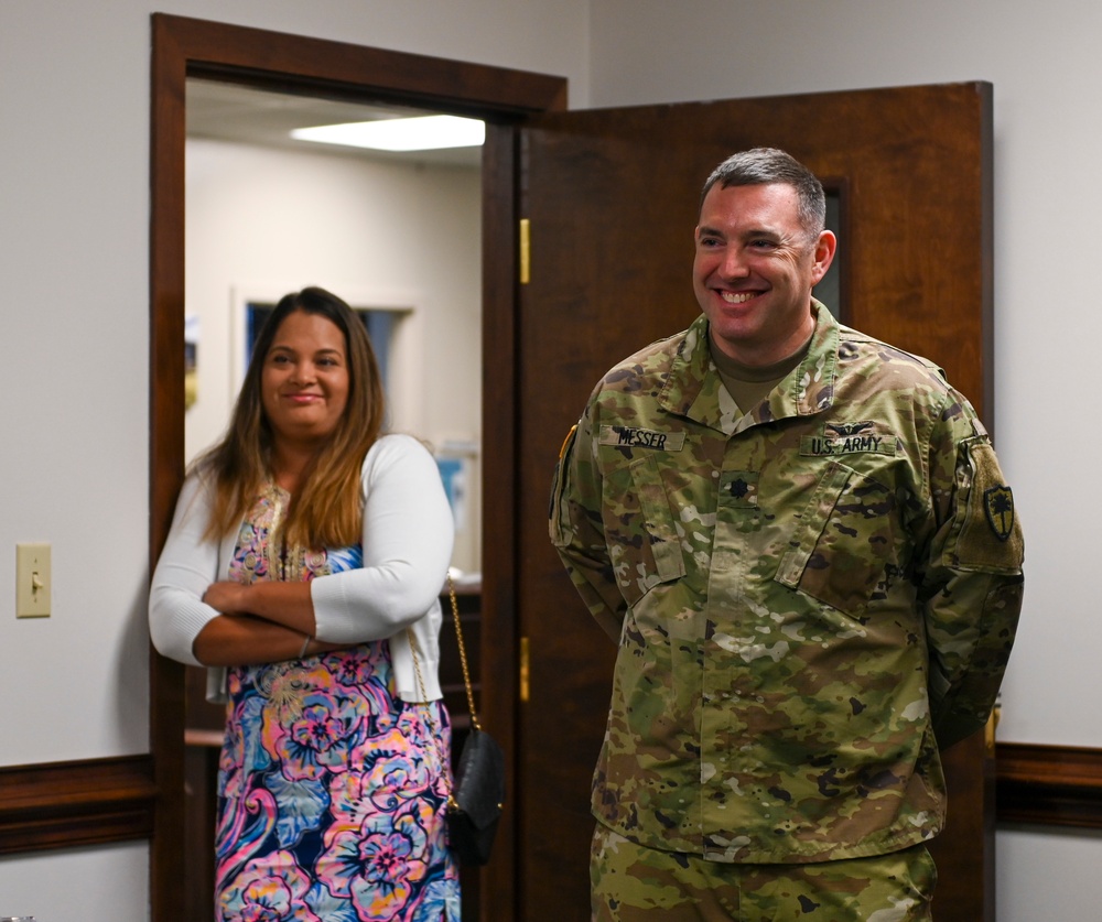 Promotion ceremony for Lt. Col. Garrick Messer to colonel