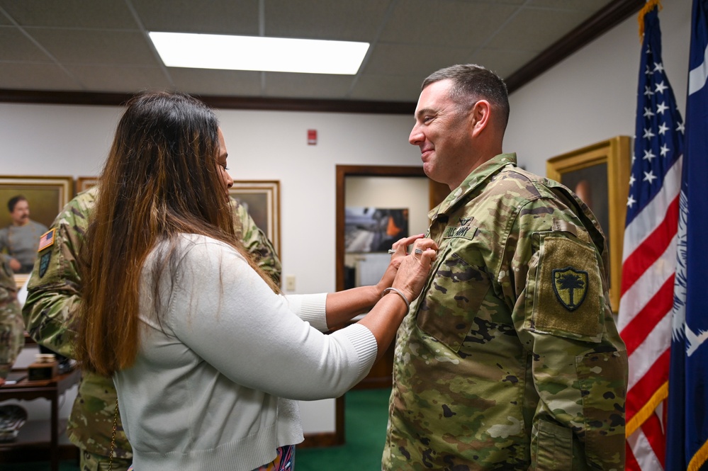 Promotion ceremony for Lt. Col. Garrick Messer to colonel