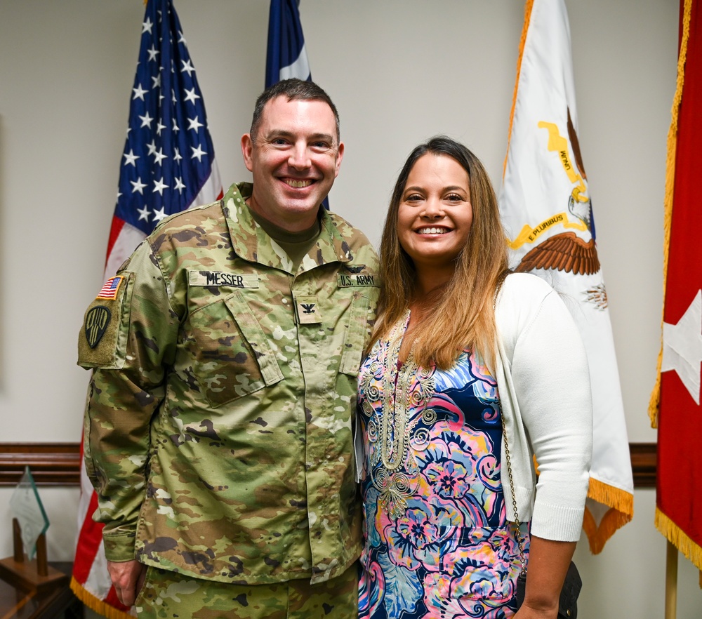 Promotion ceremony for Lt. Col. Garrick Messer to colonel