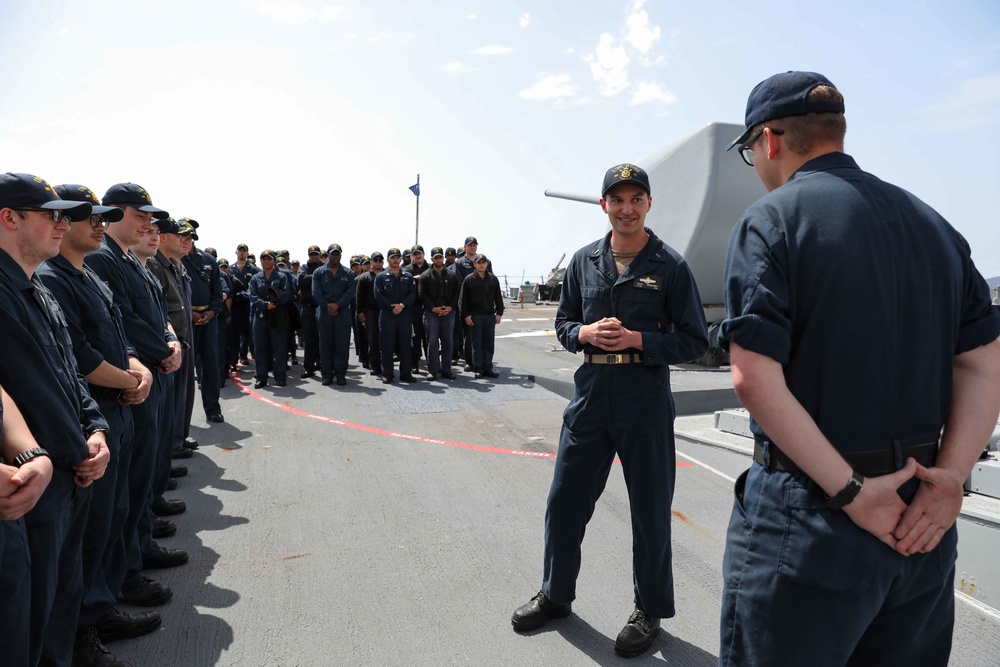 USS Ross Sailor reenlists aboard the ship