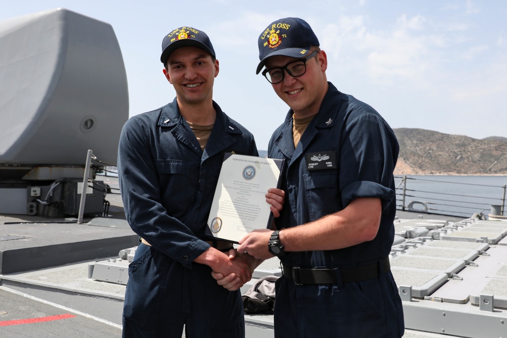 USS Ross Sailor reenlists aboard the ship