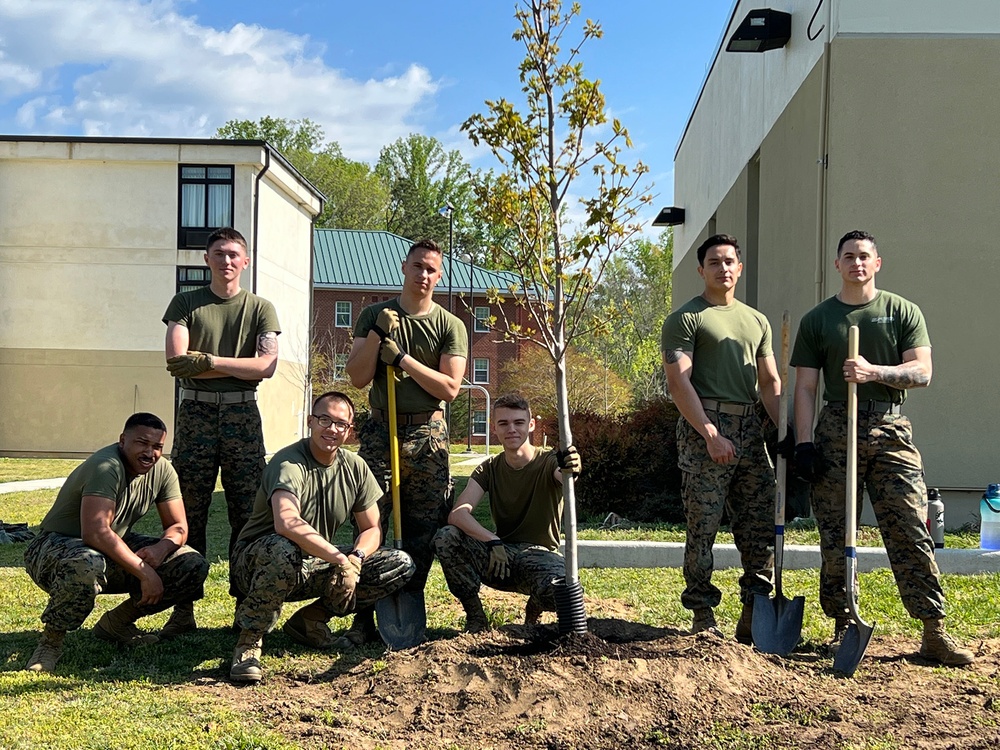 U.S. Marines from Marine Corps Security Force Regiment, Hampton Roads volunteered for Earth Day activities.