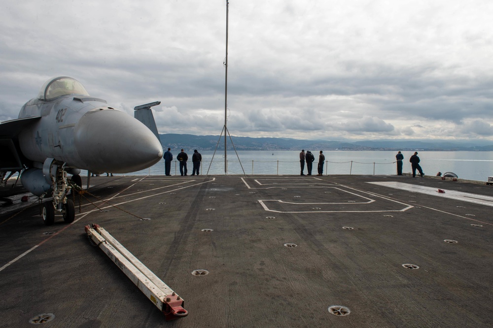 The Harry S. Truman Carrier Strike Group is on a scheduled deployment in the U.S. Sixth Fleet area of operations in support of naval operations to maintain maritime stability and security.