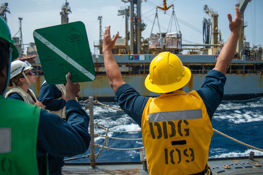 USS Jason Dunham (DDG 109) Conducts Replenishment-at-Sea With USNS Laramie (T-AO-203)