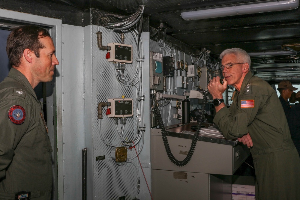 Ambassador Rahm Emanuel, Japan Foreign Minister Yoshimasa Hayashi, DVs and Media visit CVN 72