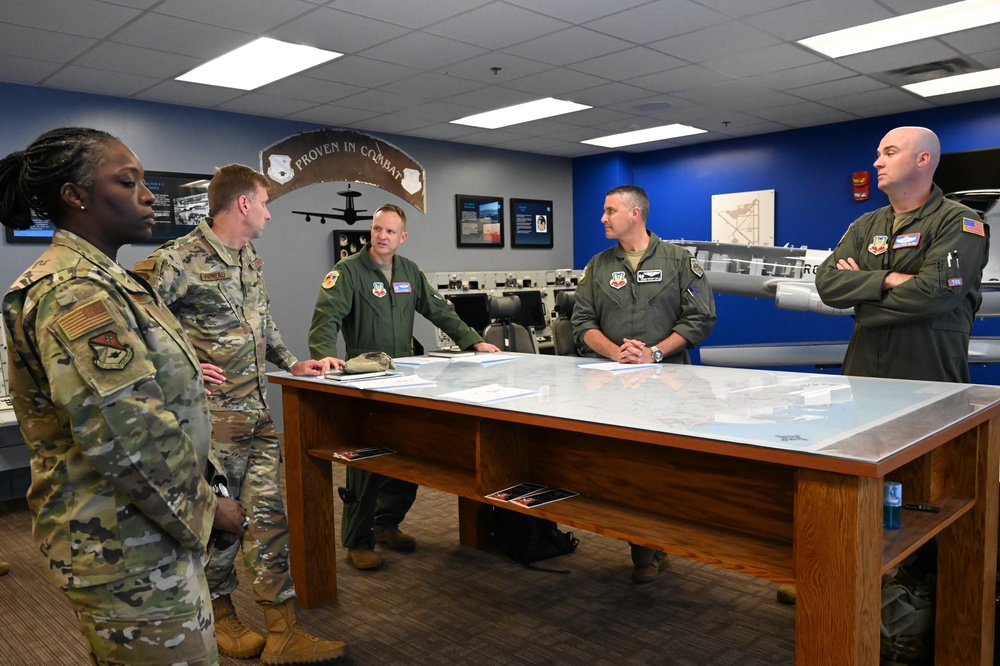 Brig. Gen. David Mineau, vice commander of Fifteenth Air Force visits the 552nd Air Control Wing