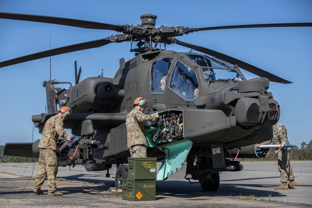 The 3rd Combat Aviation Brigade sends rounds down range during aerial gunnery