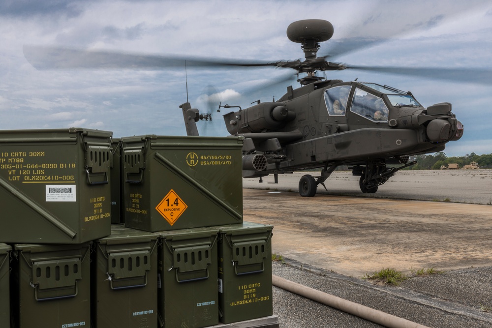 The 3rd Combat Aviation Brigade sends rounds down range during aerial gunnery