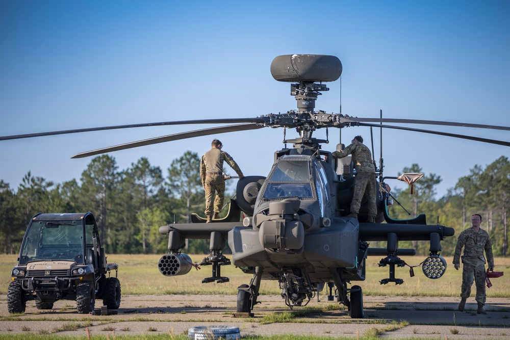 The 3rd Combat Aviation Brigade sends rounds down range during aerial gunnery