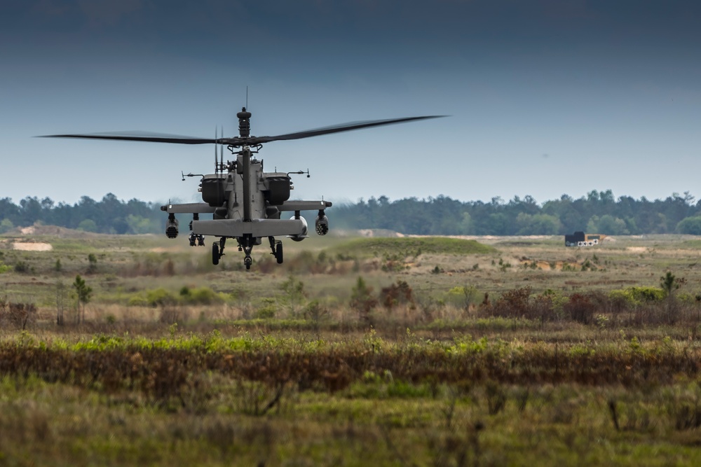 The 3rd Combat Aviation Brigade sends rounds down range during aerial gunnery