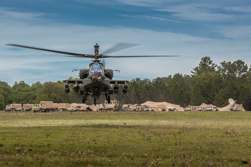 The 3rd Combat Aviation Brigade sends rounds down range during aerial gunnery