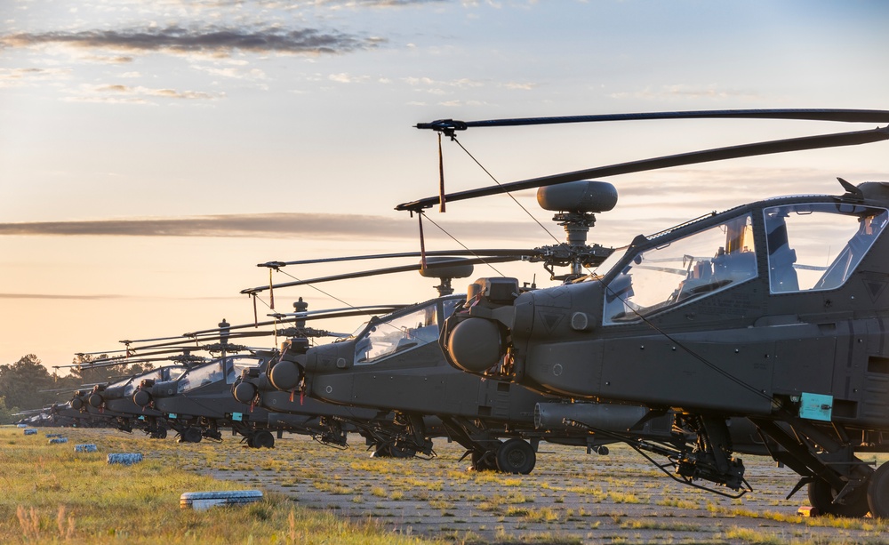 The 3rd Combat Aviation Brigade sends rounds down range during aerial gunnery