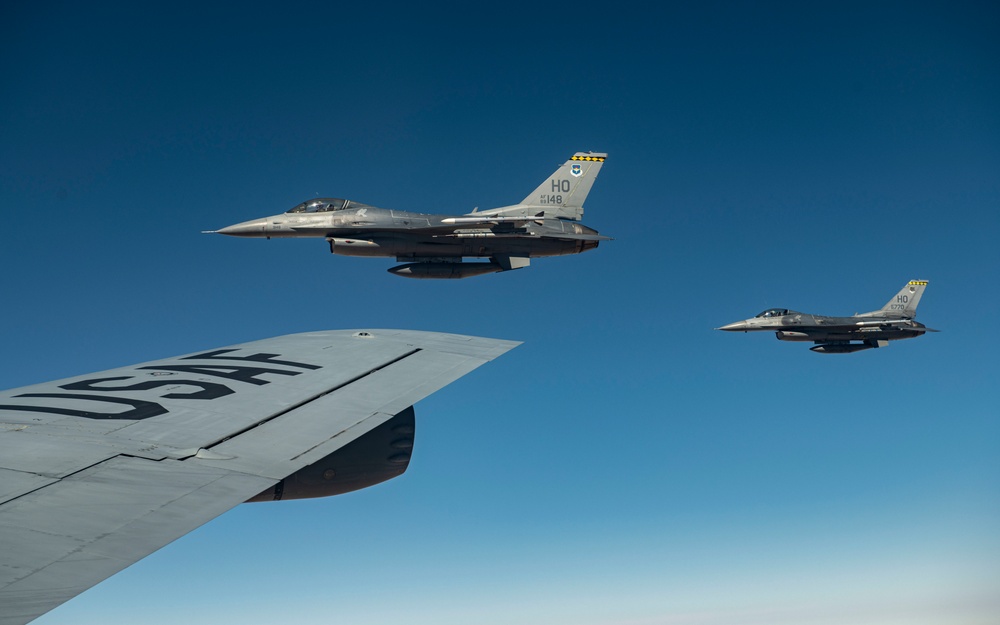 Fairchild KC-135s support Holloman F-16s