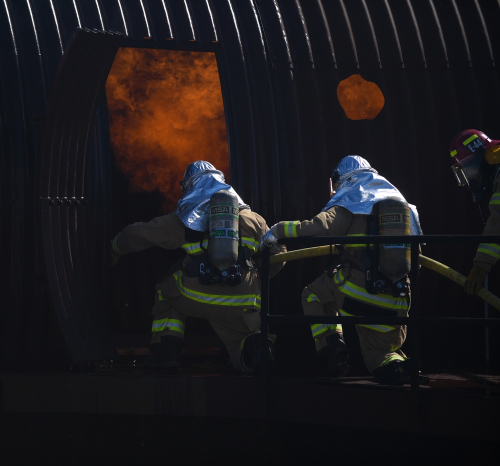 30th CES Firefighters Don the JFIRE, Conduct Live Fire Training