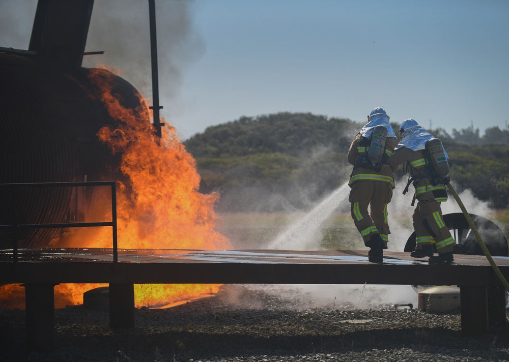 30th CES Firefighters Don the JFIRE, Conduct Live Fire Training