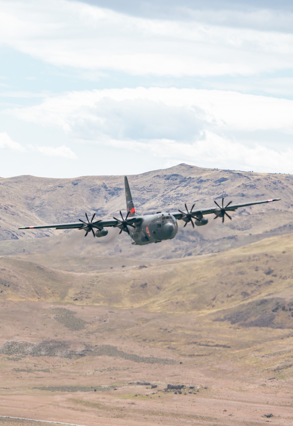 Nevada Air Guard C-130H Hercules Flies over Pyramid Lake during ESGR Boss Flight