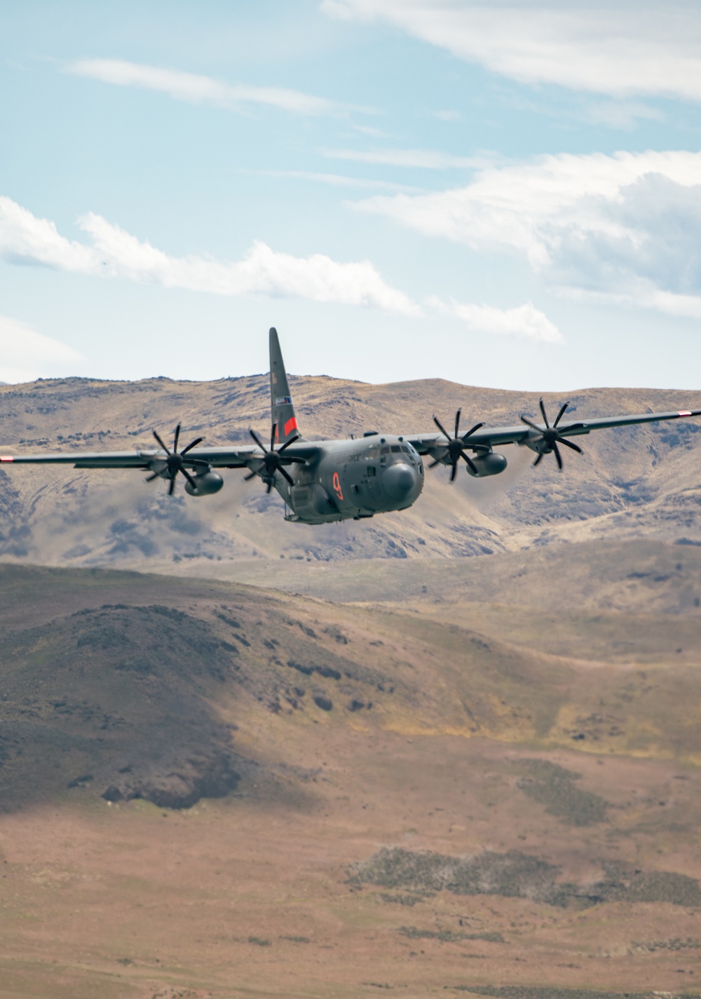 Nevada Air Guard C-130H Hercules Flies over Pyramid Lake during ESGR Boss Flight