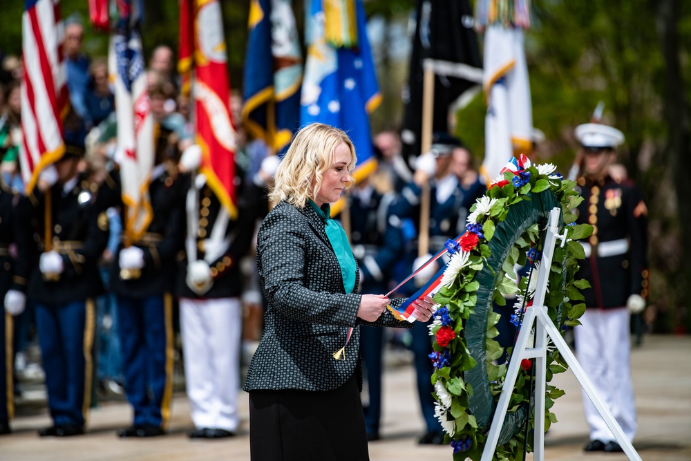 Czech Republic Minister of Defence Jana Černochová Participates in an Armed Forces Wreath-Laying Ceremony at the Tomb of the Unknown Soldier