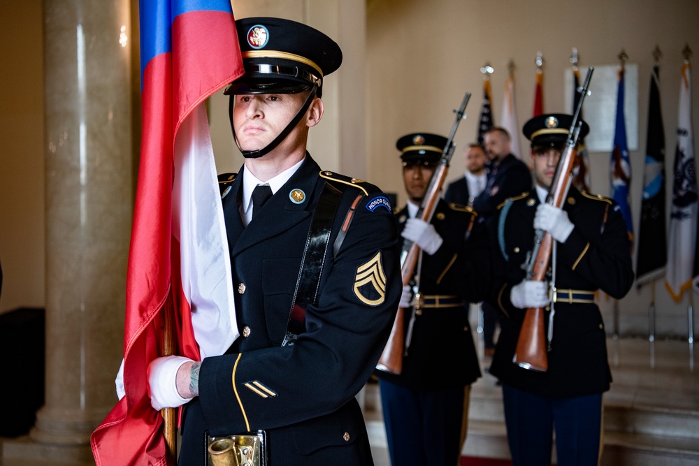 Czech Republic Minister of Defence Jana Černochová Participates in an Armed Forces Wreath-Laying Ceremony at the Tomb of the Unknown Soldier