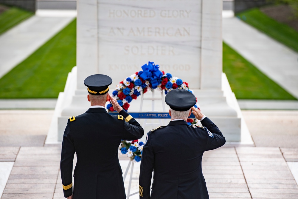 U.S. Capitol Police Chief Tom Manger Participates in an Army Full Honors Wreath-Laying Ceremony at the Tomb of the Unknown Soldier