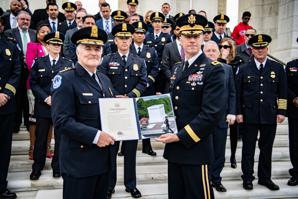 U.S. Capitol Police Chief Tom Manger Participates in an Army Full Honors Wreath-Laying Ceremony at the Tomb of the Unknown Soldier