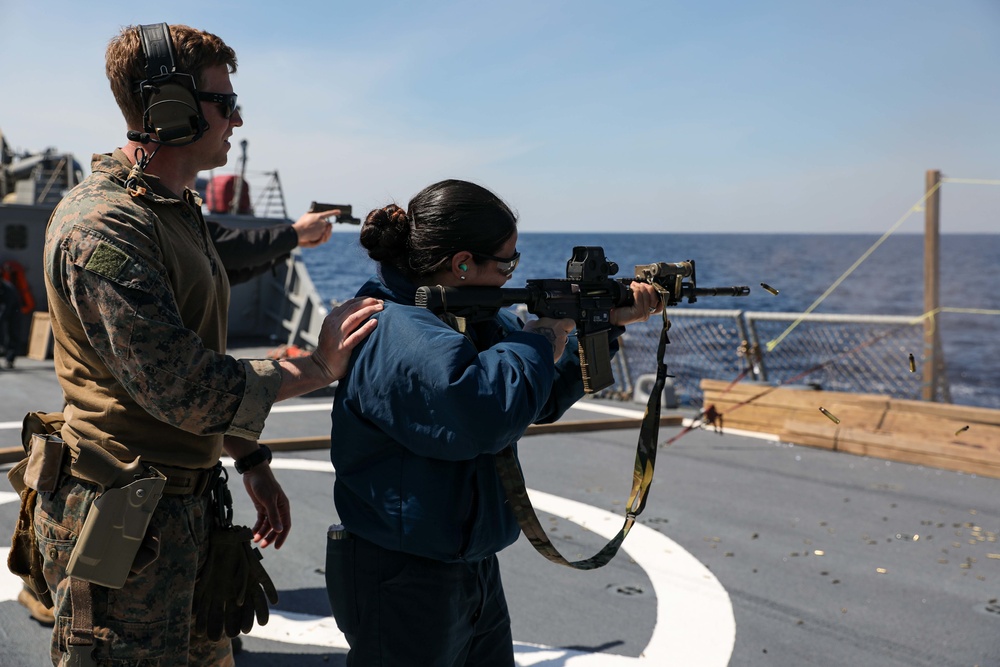 USS Ross holds small arms shoot