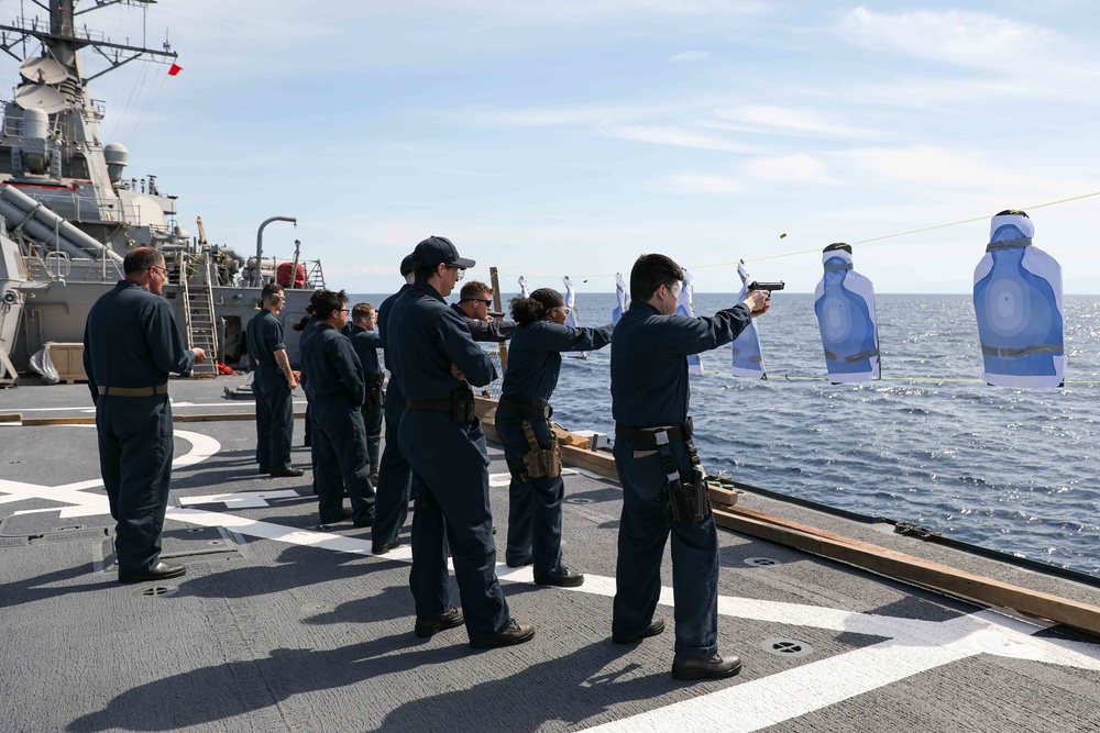 USS Ross holds small arms shoot