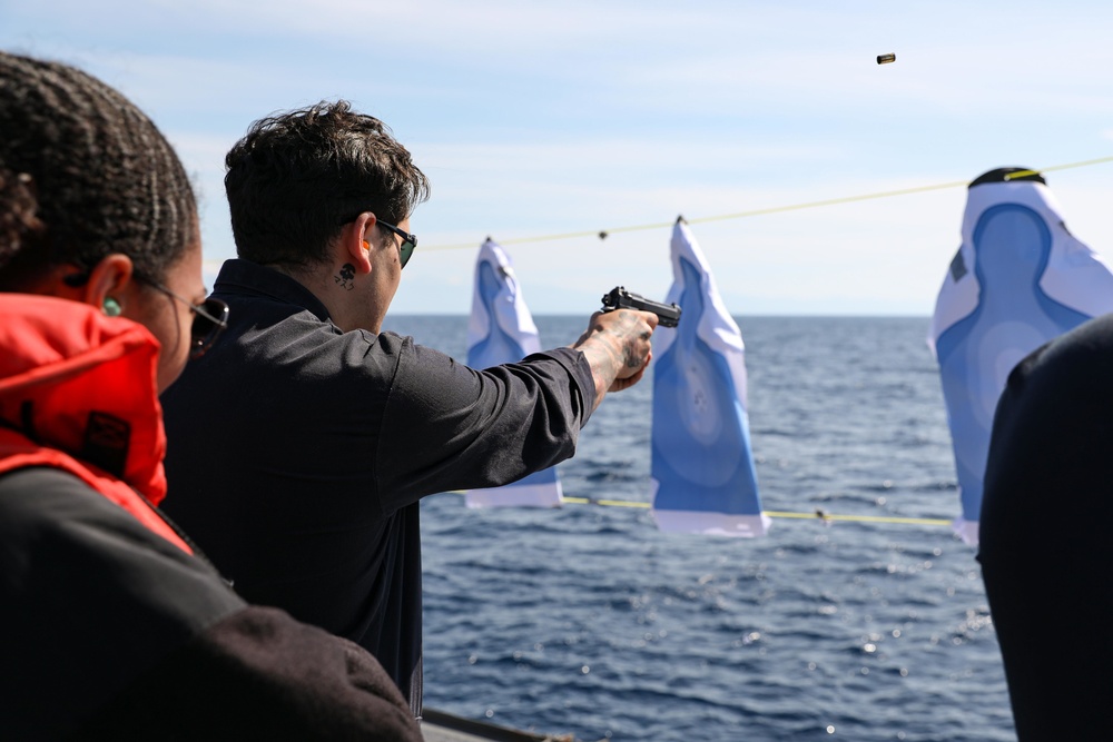 USS Ross holds small arms shoot