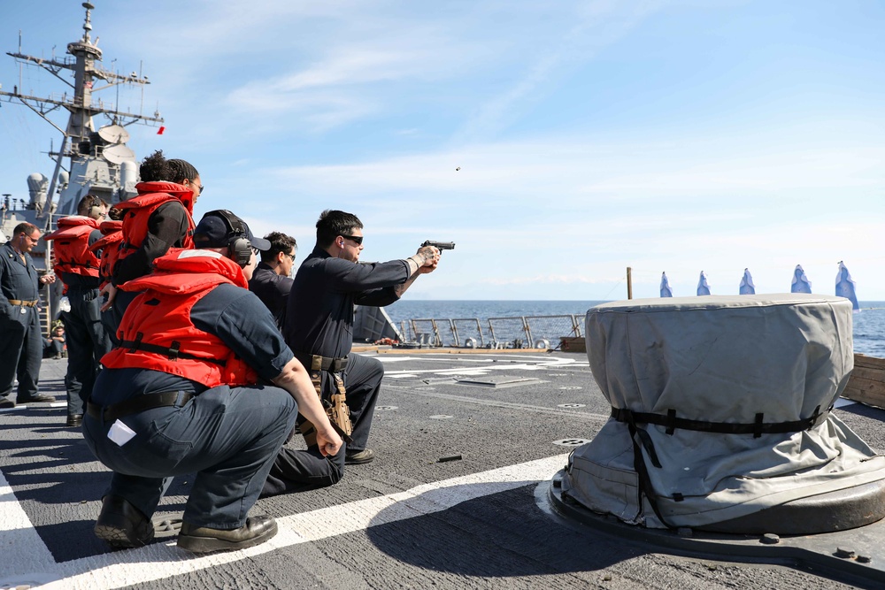 USS Ross holds small arms shoot